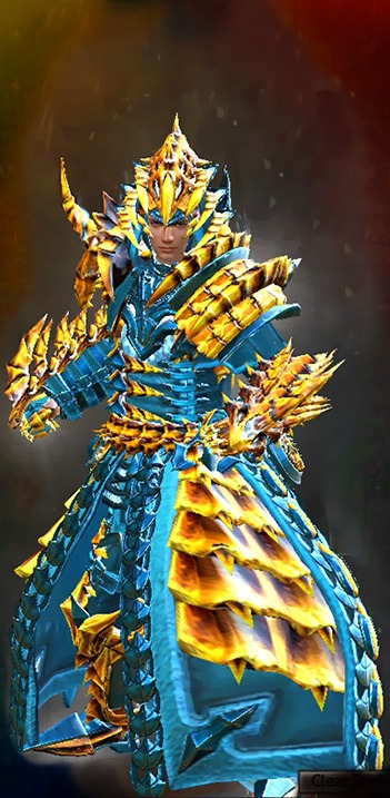 Male Crafted - Perfected Envoy - Wielded Guild Wars 2 Human Medium Male Crafted Armor Set - Dyed Green & Blue - Perfected Envoy - Wielded