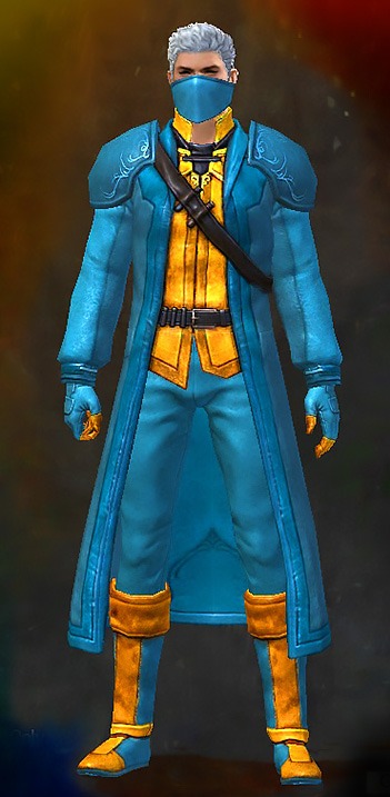 Male - Rogue Guild Wars 2 Human Medium Male Armor Set - Dyed Blue & Gold - Rogue