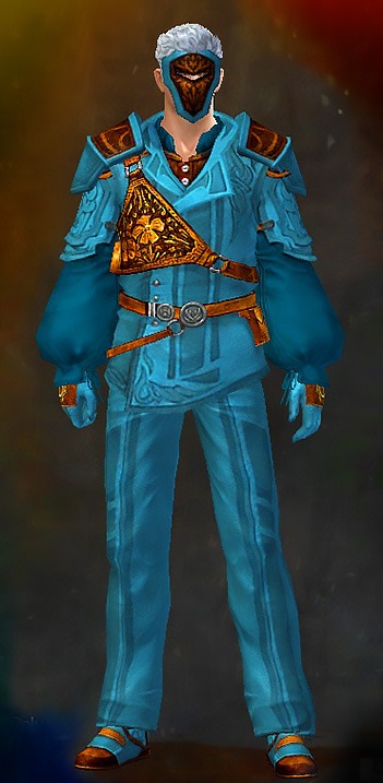 Male Cultural Tier 1 - Scout's Guild Wars 2 Human Medium Male Cultural Armor Set - Dyed Blue & Gold - Scout's