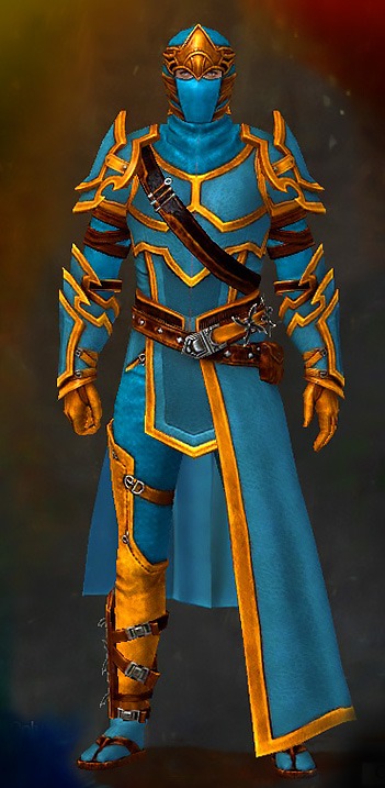 Male - Sneakthief Guild Wars 2 Human Medium Male Armor Set - Dyed Blue & Gold - Sneakthief