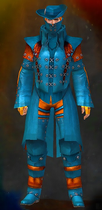 Male PvP - Stalwart Guild Wars 2 Human Medium Male PvP Armor Set - Dyed Blue & Gold - Stalwart