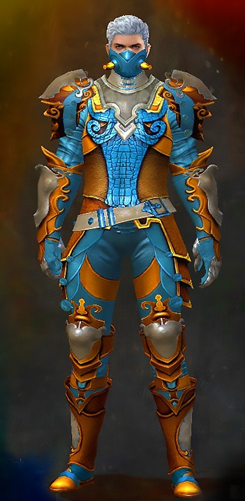 Male WvW - Triumphant Guild Wars 2 Human Medium Male WvW Armor Set - Dyed Blue & Gold - Triumphant