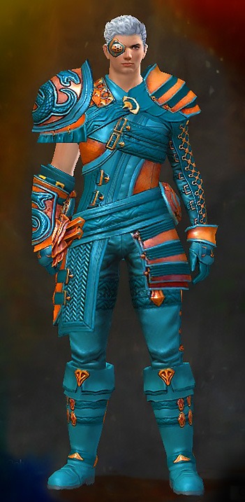 Guild Wars 2 Human Medium Male Gem Armor Set - Dyed Blue & Gold - Viper's