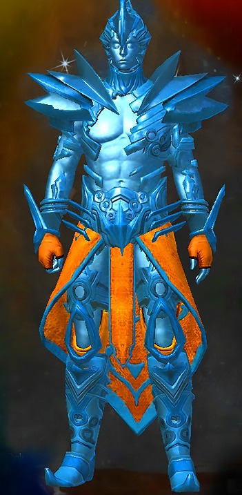 Guild Wars 2 Human Medium Male Gem Armor Set - Dyed Blue & Gold - Zodiac