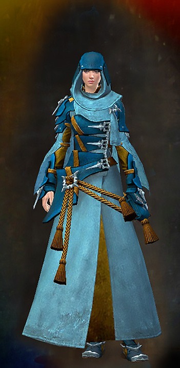 Female - Arcane Guild Wars 2 Human Female Outfit - Dyed Blue & Gold - Arcane