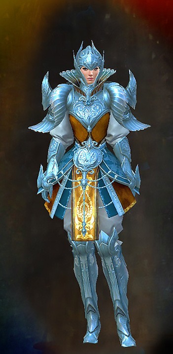 Female - Ceremonial Plated Guild Wars 2 Human Female Outfit - Dyed Blue & Gold - Ceremonial Plated