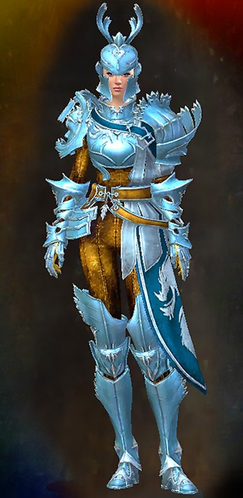 Female - Champion of Tyria Guild Wars 2 Human Female Outfit - Dyed Blue & Gold - Champion of Tyria