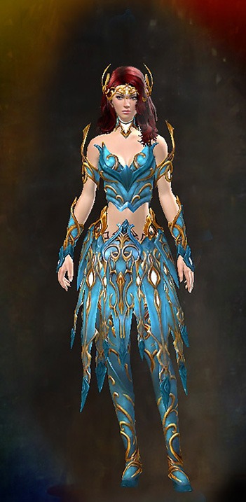 Female - Daydreamer's Guild Wars 2 Human Female Outfit - Dyed Blue & Gold - Daydreamer's