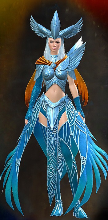 Female - Dwayna's Guild Wars 2 Human Female Outfit - Dyed Blue & Gold - Dwayna's