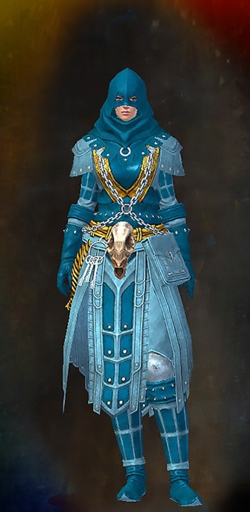 Female - Executioner's Guild Wars 2 Human Female Outfit - Dyed Blue & Gold - Executioner's