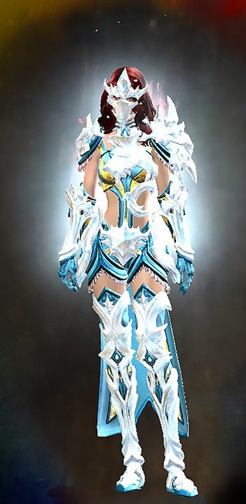 Female - Ice Encasement Guild Wars 2 Human Female Outfit - Dyed Blue & Gold - Ice Encasement