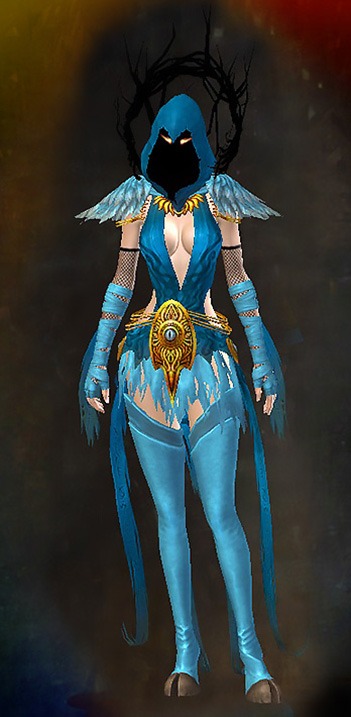Female - Lich Guild Wars 2 Human Female Outfit - Dyed Blue & Gold - Lich