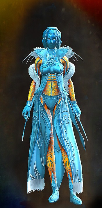 Female - Lyssa's Guild Wars 2 Human Female Outfit - Dyed Blue & Gold - Lyssa's