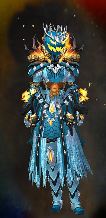 Female - Mad King's Guild Wars 2 Human Female Outfit - Dyed Blue & Gold - Mad King's