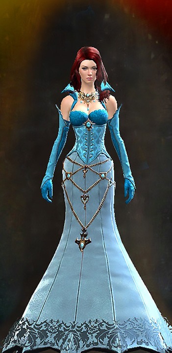 Female - Noble Count Guild Wars 2 Human Female Outfit - Dyed Blue & Gold - Noble Count