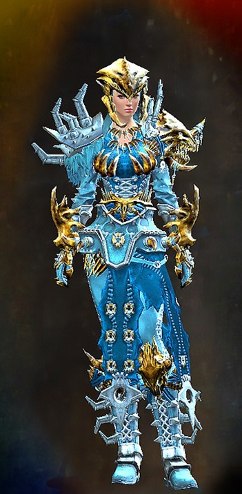 Female - Slayer's Guild Wars 2 Human Female Outfit - Dyed Blue & Gold - Slayer's