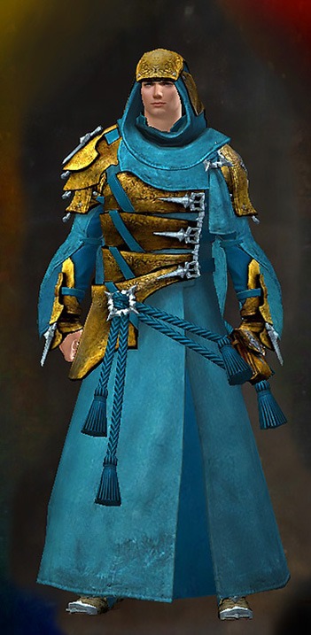 Male - Arcane Guild Wars 2 Human Male Outfit - Dyed Blue & Gold - Arcane