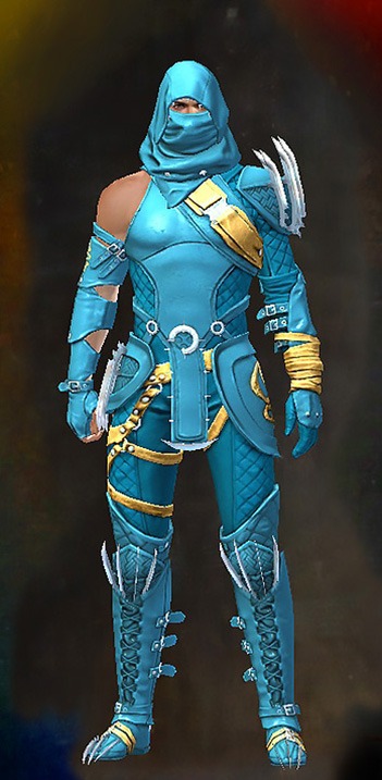 Male - Bandit Sniper's Guild Wars 2 Human Male Outfit - Dyed Blue & Gold - Bandit Sniper's