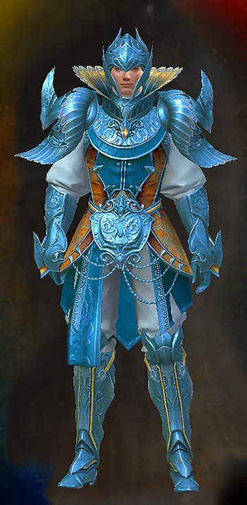 Male - Ceremonial Plated Guild Wars 2 Human Male Outfit - Dyed Blue & Gold - Ceremonial Plated