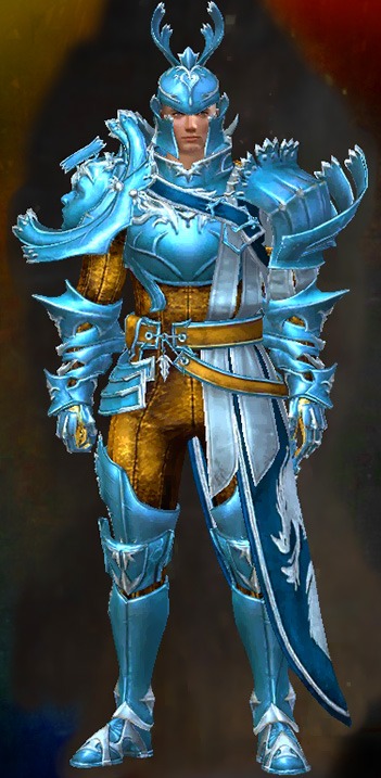 Male - Champion of Tyria Guild Wars 2 Human Male Outfit - Dyed Blue & Gold - Champion of Tyria