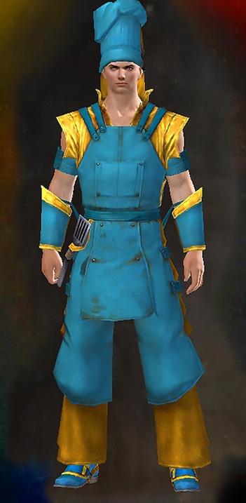 Male - Cook's Guild Wars 2 Human Male Outfit - Dyed Blue & Gold - Cook's