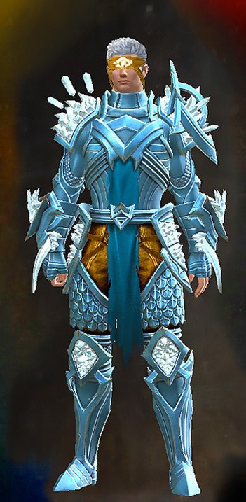Male - Crystal Arbiter Guild Wars 2 Human Male Outfit - Dyed Blue & Gold - Crystal Arbiter
