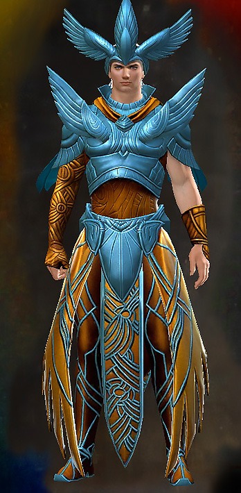 Male - Dwayna's Guild Wars 2 Human Male Outfit - Dyed Blue & Gold - Dwayna's