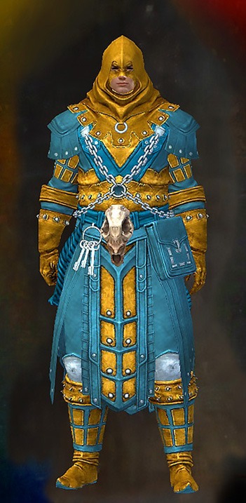 Male - Executioner's Guild Wars 2 Human Male Outfit - Dyed Blue & Gold - Executioner's