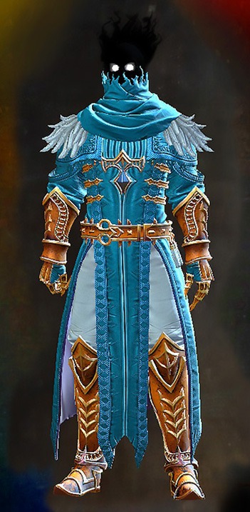 Male - Ghostly Guild Wars 2 Human Male Outfit - Dyed Blue & Gold - Ghostly