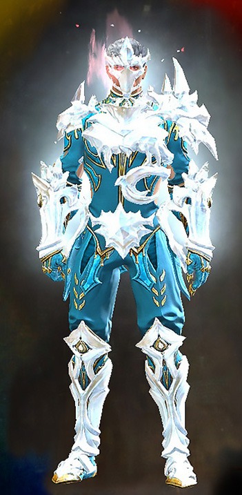 Male - Ice Encasement Guild Wars 2 Human Male Outfit - Dyed Blue & Gold - Ice Encasement