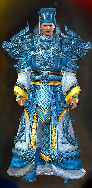 Male - Imperial Guild Wars 2 Human Male Outfit - Dyed Blue & Gold - Imperial