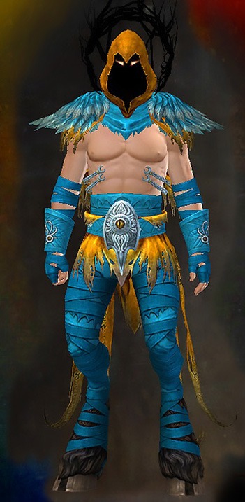 Male - Lich Guild Wars 2 Human Male Outfit - Dyed Blue & Gold - Lich