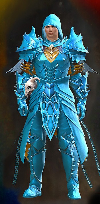 Male - Marjory's Shrouded Guild Wars 2 Human Male Outfit - Dyed Blue & Gold - Marjory's Shrouded