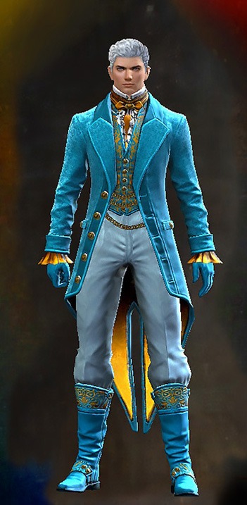 Male - Noble Count Guild Wars 2 Human Male Outfit - Dyed Blue & Gold - Noble Count