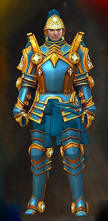 Male - Royal Guard Guild Wars 2 Human Male Outfit - Dyed Blue & Gold - Royal Guard