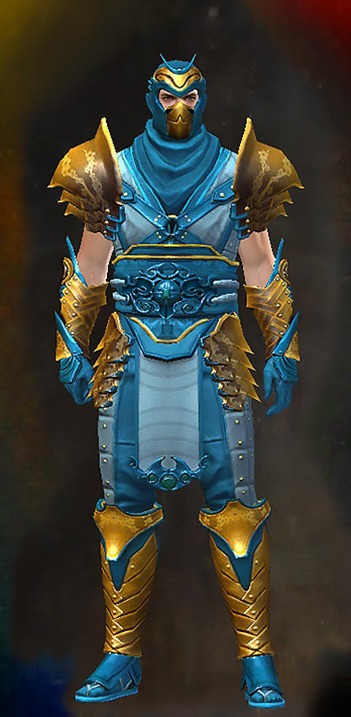 Male - Shadow Assassin Guild Wars 2 Human Male Outfit - Dyed Blue & Gold - Shadow Assassin