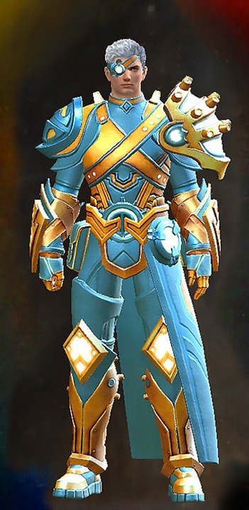 Male - Taimi Guild Wars 2 Human Male Outfit - Dyed Blue & Gold - Taimi
