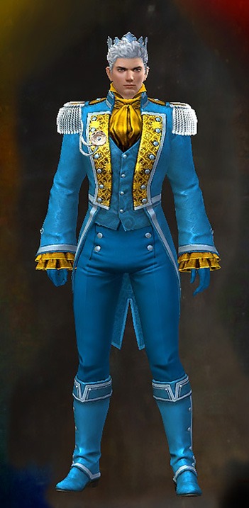 Male - Wedding Guild Wars 2 Human Male Outfit - Dyed Blue & Gold - Wedding